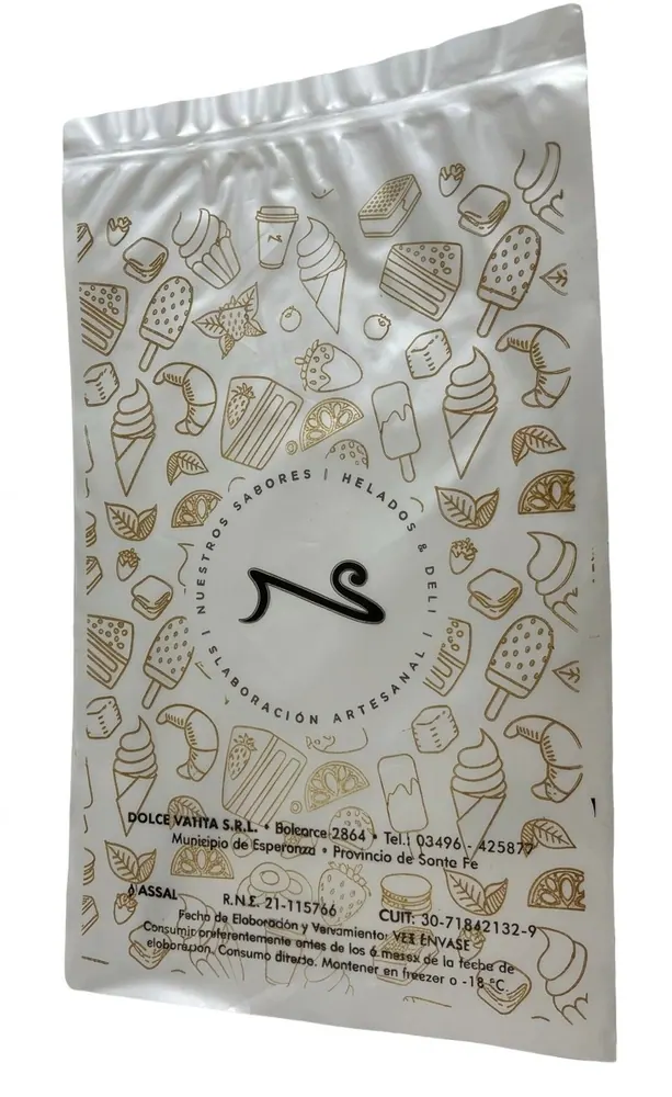 Bolsa laminada con diseño impreso en dorado para panadería y deli