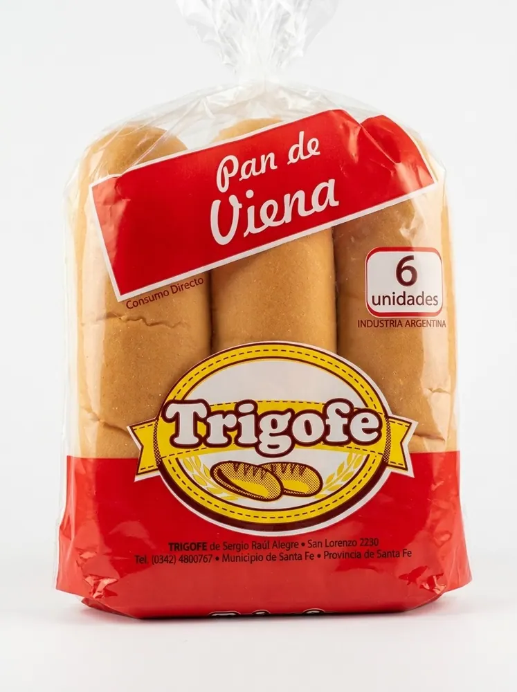 Bolsa transparente impresa para pan de viena