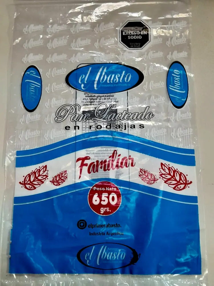 Bolsa transparente impresa a color para pan lacteado en rodajas