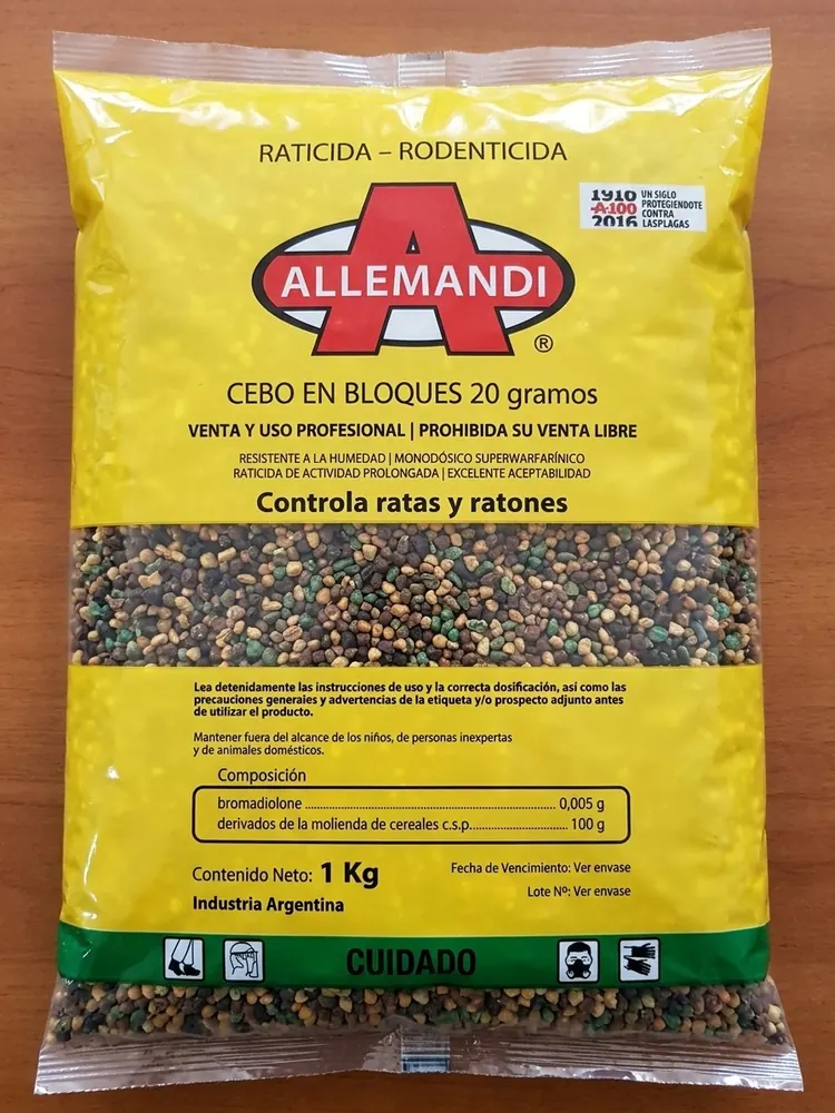 Bolsa impresa de 1 kg para raticida granulado