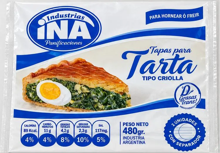 Bolsa transparente impresa a dos colores para tapas de tarta tipo criolla